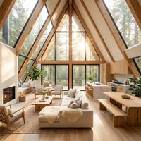 Villa Modulaire Préfabriquée Moderne de Luxe en Panneaux Sandwich, Maisonnette Portable de 20ft/40ft, Type A-Frame, pour Eco-Resort, Garantie 1 An