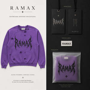 เสื้อสเวตเชิ้ตคอกลมโอเวอร์ไซส์สำหรับผู้ชาย Ramax สีม่วง ดีไซน์ขาดๆ ผ้าฝ้ายเฟรนช์เทอร์รี่ สไตล์สตรีทแวร์ เสื้อพูลโอเวอร์สำหรับฤดูใบไม้ร่วง - Product Image 4