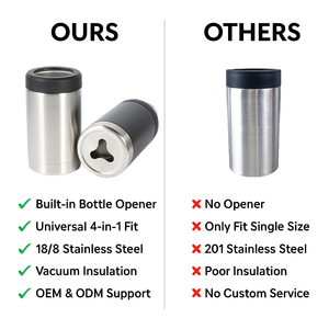 Avustralya 375ml Stubby Kutu Soğutucu 4'ü 1 Arada Vakumlu Yalıtımlı Metal Soğutucu, Özel Renkli Bira Şişesi Tutucu - Product Image 4