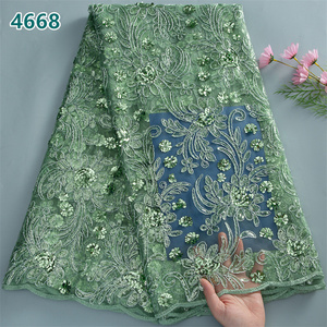 Tissu en dentelle de tulle africain bleu roi en gros avec paillettes 2025 – Dentelle filet française de haute qualité pour robes de soirée femme 4668 - Product Image 3