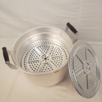 Casserole vapeur en aluminium grande capacité avec deux grilles pour la cuisson vapeur multicouche