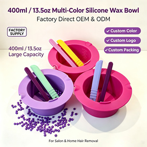 Factory Custom Logo 400ml 13.5oz Silicone Wax Bowl Reusable Non-stick Wax Warmer Liner for Hair Removal Salon Wax Melting Pot - Product Image 1