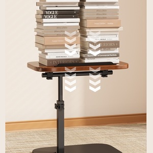 Movable Rotating Solid Wood <b>Coffee</b> <b>Table</b> with Adjustable Height Modern Design <b>Walnut</b> - Product Image 4