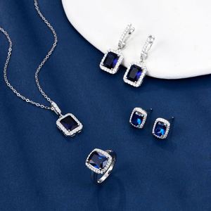 Juego de Joyería de Plata de Ley con Circonita Corte Esmeralda para Novia, Venta al por Mayor de Fábrica, Collar Clásico Chapado en Rodio para Fiesta - Product Image 6