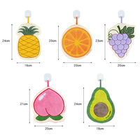 Lovely Fruit Design Hanging Hand Towel With Loop High Absorption Coral Fleece Towel for Kitchen Bathroom Daily Home Use