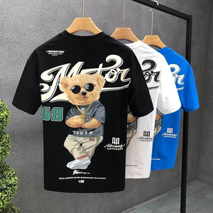 T-shirt a maniche corte con piccolo orso Cool per uomo di fascia alta marchio di <span class=keywords><strong>moda</strong></span> ampia girocollo <span class=keywords><strong>moda</strong></span> giovane stampa Underlay - Product Image 1