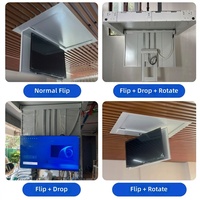 Rak TV Lipat Motor Elektrik Tersembunyi di Langit-langit, Dudukan TV yang Dapat Disesuaikan dengan Remote Control untuk Ruang Tamu