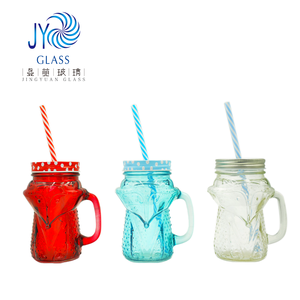 मल्टी फंक्शनल होटल की छुट्टियों में हैंडल ढक्कन के पुआल पशु आकार ठंडे पेय कांच के साथ ग्लास जार का उपयोग करते हैं। - Product Image 3