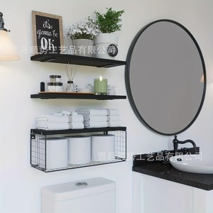 Iron And Wood <b>Wall</b> <b>Shelf</b> 40cm 3 Tier Storage Rack For Bathroom Living Room Display - Product Image 3