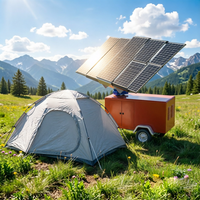 Remorque solaire mobile avec panneaux orientables, système complet, onduleur, batterie, unité de station d'alimentation hors réseau