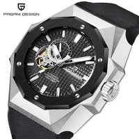 Reloj Pagani Design YS010, Correa de Cuero Genuino, Resistente al Agua, Automático, Tourbillon, Cristal de Zafiro, Calendario Analógico, Moda