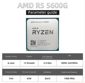 Processeur de bureau AMD Ryzen 5 5600G 6 cœurs 12 threads débloqué avec graphismes Radeon, socket AM4 - Product Image 2