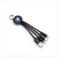 Câble de charge rapide universel USB PD 3 en 1 avec logo lumineux LED, personnalisable OEM, en nylon, pour cadeaux promotionnels