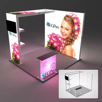Stand Modular Personalizado para Ferias Comerciales con Marco de Aluminio e Iluminación LED, Sistema de Exhibición Portátil