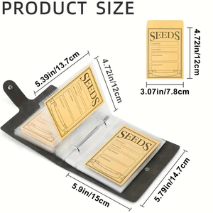 Carpeta Organizadora de Semillas de Gran Capacidad, 5 Pulgadas, 2 Compartimentos, Álbum de Cuero PU para Almacenamiento, Diario de Jardinería, Sobres para Plantas - Product Image 2