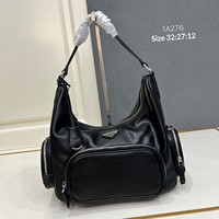 Tas Selempang Hobo Kulit Sapi Asli Berkualitas Tinggi dengan Logo Custom, Banyak Kantong, Gaya Biker Crescent Punk Chic, Serbaguna untuk Wanita