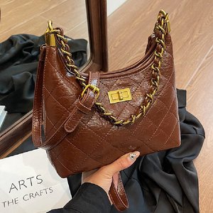 Wholesalenew phong cách PU của phụ nữ Vai Túi với dây chuyền hình thoi, dây kéo Hasp, polyester lót, không thấm nước, mùa thu thời trang <span class=keywords><strong>a2025</strong></span> - Product Image 2