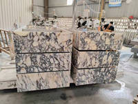 Prix d'usine, marbre Calacatta Viola naturel de 5 mm, composite de granit de 13 mm, socle en cube, table d'appoint italienne Viola pour chambre à coucher