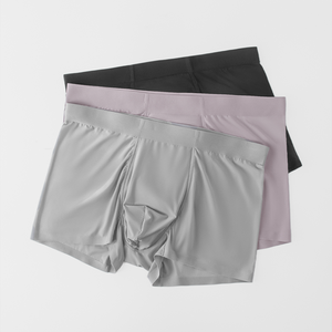 Caleçon fin en soie glacée de couleur unie, taille moyenne, doux et respirant, vente en gros de sous-vêtements pour hommes - Product Image 1