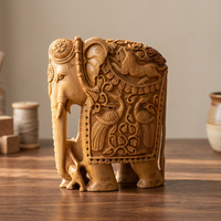 Statue d'éléphant en bois de santal sculptée, éléphant indien, décoration de la maison, Feng Shui, Art déco, cadeau d'anniversaire, décoration murale