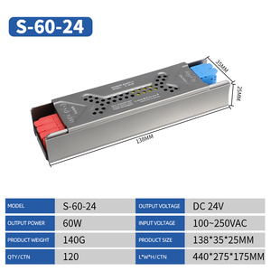 도매 60W-400W 울트라 씬 슬림 <span class=keywords><strong>12V</strong></span>/24V AC-DC 스위칭 전원 공급 장치 LED 스트립 라이트 주석 상자 - Product Image 6