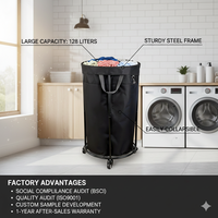 Chariot à linge pliable intelligent avec roulettes, grande capacité, structure en acier, pour la maison et l'hôtel, idéal pour l'organisation et le rangement.