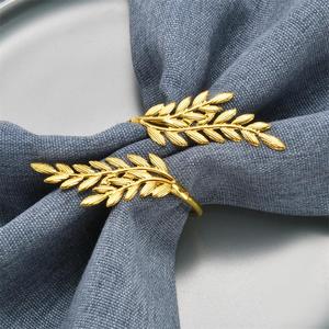 Boucle de serviette en métal plaqué, motif orge, pour centre de table de mariage, créative, imitation blé doré - Product Image 6