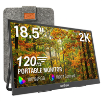 Moniteur de jeu portable 18,5 pouces QHD 1440P 120Hz IPS Écran mat Freesync HDR 100%SRGB pour ordinateur portable