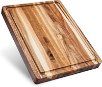Acacia houten snijplank met hars, 45x35x4cm, houten hakplank met handgrepen, rechthoekige acacia houten snijplank met sapgoot
