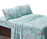 Conjunto de cama de microfibra com 4 peças, conjunto de lençol duplo floral com estampa de disperse, tamanho king, capa de edredon