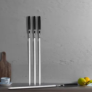 Household Flat aço inoxidável preto lidar com churrasco ao ar livre ferramentas churrasco assado espeto