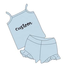 Kinder Sommer individuell bedrucktes Baby 2-teilig Bambus französisches Terry-Kleidungsstück Set ärmellose Weste Oberteil + Shorts-Kleidungsstück Set - Product Image 2