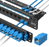 Panel Patch Cat6 24 Port dengan 24 buah Jack Keystone CAT6 RJ45 Panel Patch Jaringan untuk Pemasangan di Dinding untuk Sistem Kabel Kantor.