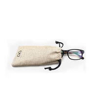 Pochette en jute écologique multicolore pour lunettes de soleil et lunettes de vue avec impression numérique et gaufrage, pochettes en lin