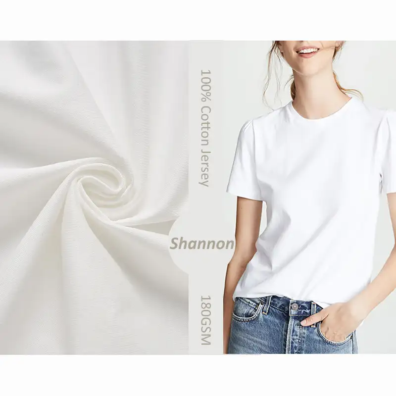 Tela de punto para camiseta, 100% algodón, 180 GSM, ecológico, precio de fábrica