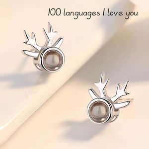 Mejor regalo Moda 925 Pendientes de plata esterlina 100 Idioma I Love You Pendientes de proyección para mujeres - Product Image 5