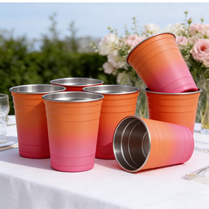 Mug en aluminium réutilisable rose personnalisé, gobelet jetable pour fête, bière, cola, café, extérieur, recyclable, 9oz, 16oz, 20oz, pour boissons froides, cocktail - Product Image 1