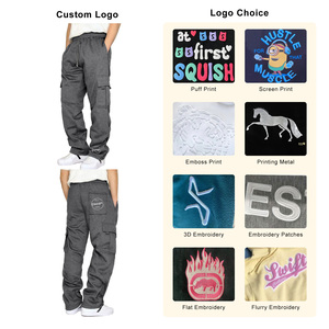 Precio de fábrica Otoño Invierno bordado personalizado polar suave algodón suelto transpirable Joggers elástico Cargo polar pantalones de chándal - Product Image 2