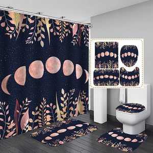 Moon Phase Moonlit Celestial Flower Decoración para el hogar Accesorios de baño Alfombras Juegos de cortinas de Ducha - Product Image 5