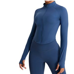 Women's Fitness Sports Zipper <b>Jacket</b> with Stand-Up Collar Long Sleeved Slimming Running Gear Breathable Quick Dry <b>Yoga</b> Top - Product Image 1