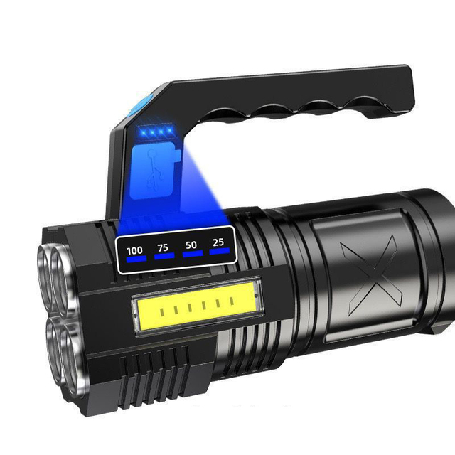Supuer Bright USB Rechargeable 4LED Handheld Lantern Built-in Battery Outdoor LED Flashlights for Hiking