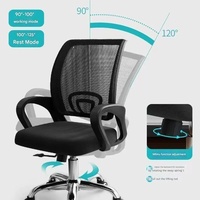 Chaise de bureau ergonomique moderne à hauteur réglable en maille avec dossier bas confortable pour usage domestique
