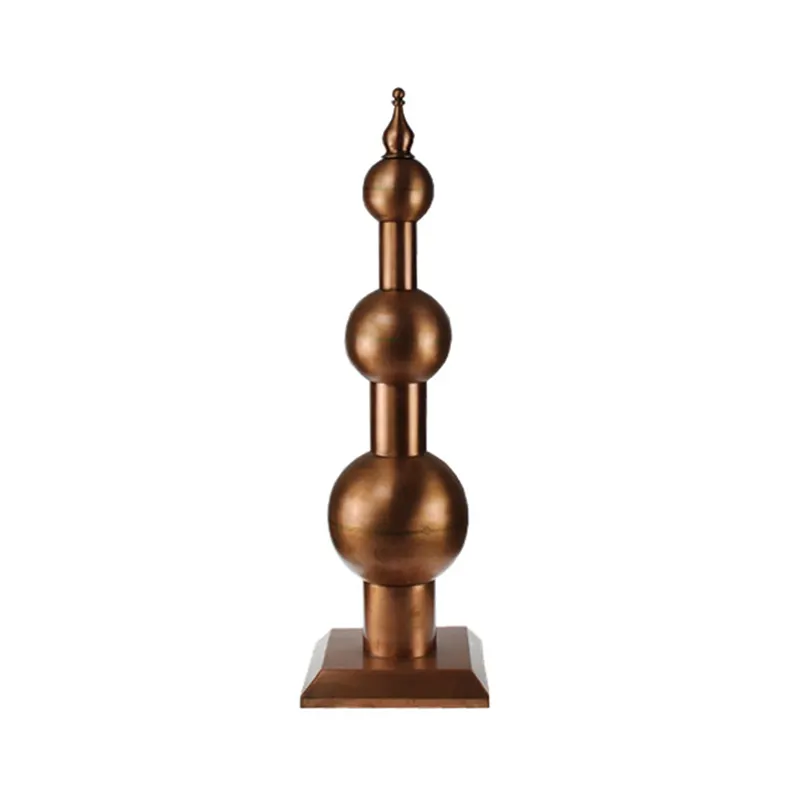 China manufacturer customize triple round copper pinnacle great design copper finial for villa spire