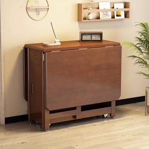 <b>Folding</b> Solid Wood <b>Dining</b> <b>Table</b> Rectangle Extendable Foldable With Chairs For Small Apartments Home Use - Product Image 3