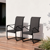 Chaise de jardin HOMFUL en métal noir avec assise en maille respirante, mobilier de patio pour espaces extérieurs et terrasses
