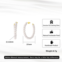Haute Qualité Hoop Perle Boucles D'oreilles Bijoux 925 En Argent Sterling Baroque Edison Perles Hoop Boucles D'oreilles pour les Femmes