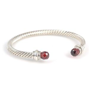925 Sterling <b>Silver</b> Garnet Stone Twisted Romantic <b>Mens</b> <b>Bracelet</b> Handmade Turkish Jewelry NUSRET - Product Image 1