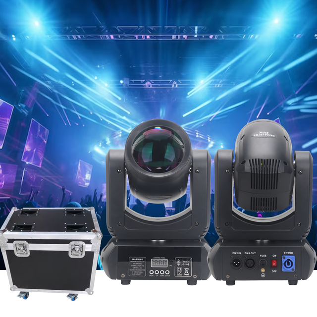 2PCS 150W Powerful Slient High Density Glass LED Beam Spot DMX512 8 Gobos 8 Color Moving Head Light for DJ Disco Party