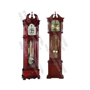 Элегантный резной капот, фронтон и матовый никелевый маятник и весовые ракушки, изысканные деревянные напольные часы