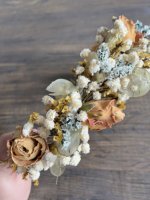 Couronne de fleurs 100% faite à la main, guirlande de fleurs séchées naturelles, mariée bohème, exquise, écologique, décoration extérieure, cadeau pour la Saint-Valentin